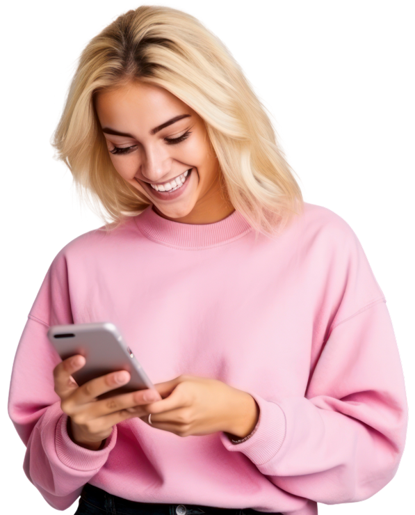 žena sa pozerá na svoj mobil